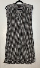 Hale Bob Silk Dress Size S Gray Black Geometric Print Chiffon Shift Preppy