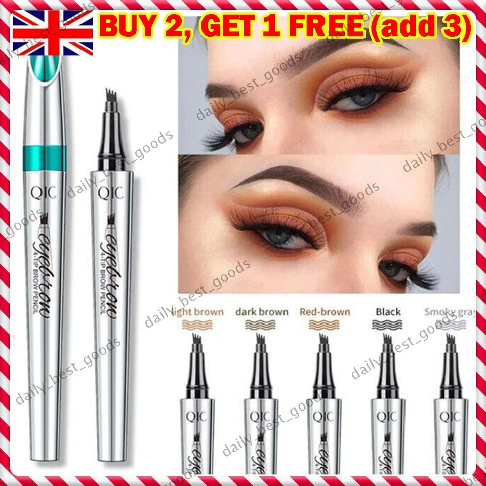 QIC Waterproof Microblading Eyebrow Pen 4 Fork Tip Eyebrow Pencil 3D Tattoo Pencil