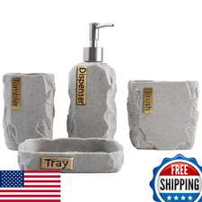 Hymmah Marble Design Bathroom Accessories Set Toothbrush Holder Farmhouse Decor