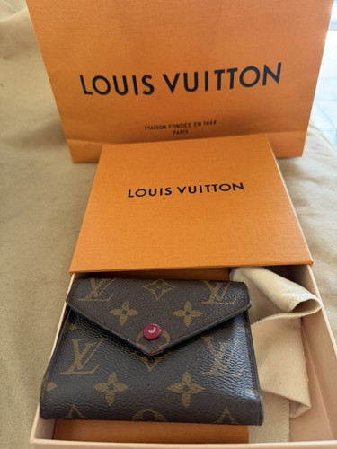 Louis Vuitton Portefeuille Victorine Monogram Trifold Wallet Brown Authentic Red