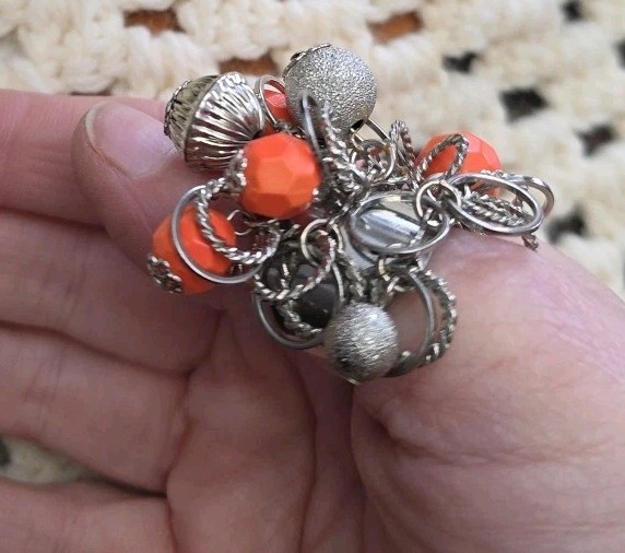 Chunky Charm Statement Ring Adjustable Silver Ton… - image 2