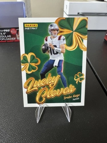 🍀Panini 2025 Instant Lucky Clover Coin Insert Drake Maye Patriots #3 RARE🍀