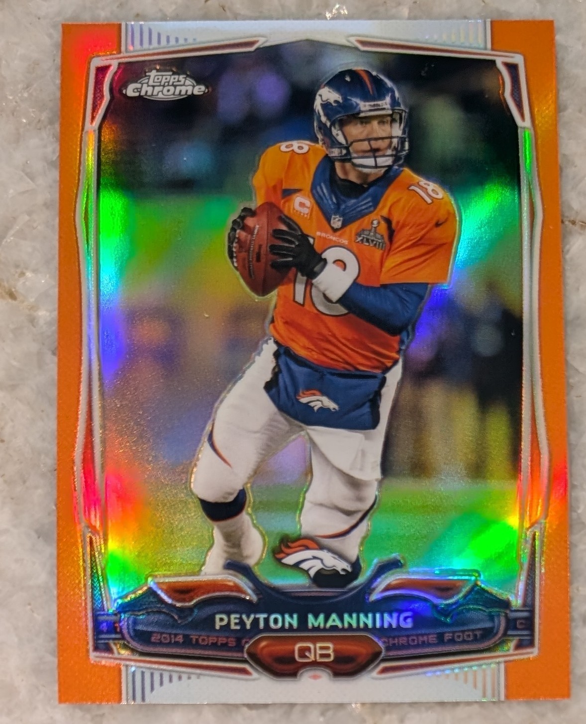 2014 Topps Chrome Orange Refractor Parallel Peyton Manning #42 Denver Broncos