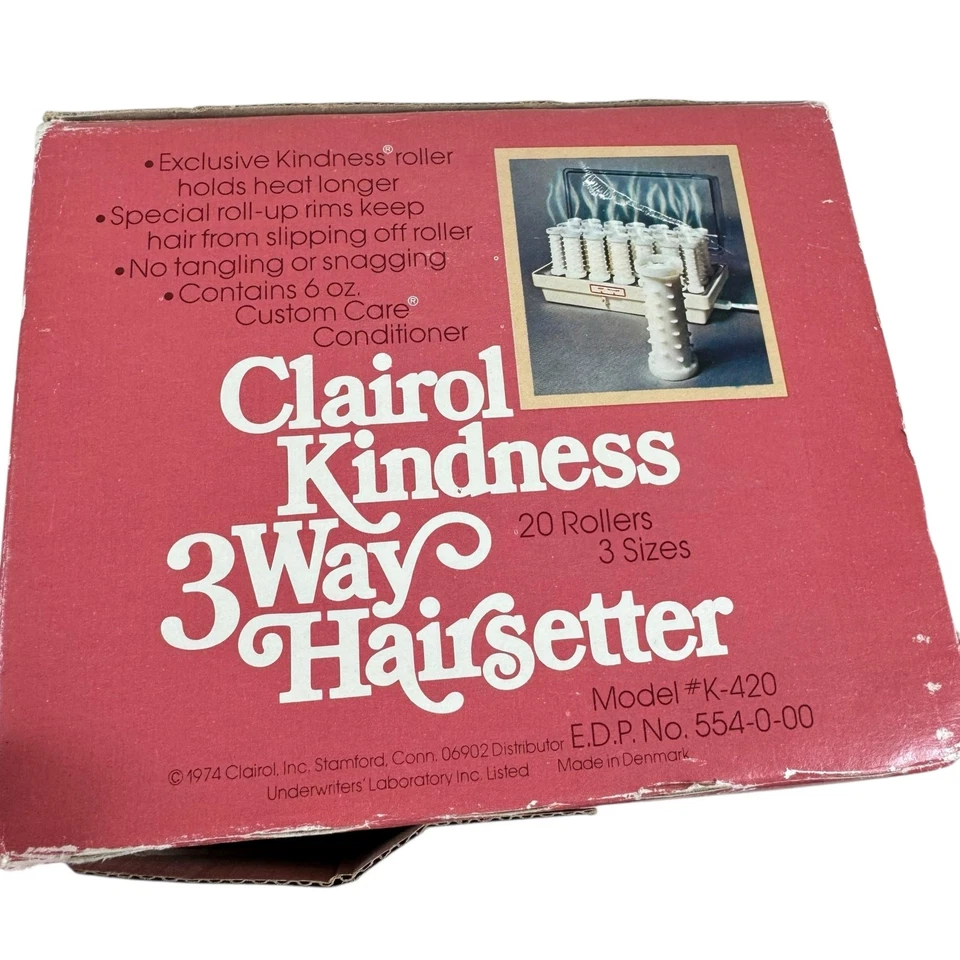 Vintage Clairol Kindness 3 Way Hairsetter 1974 Heated Mist 20 Curlers Plug In - Image 2 of 4