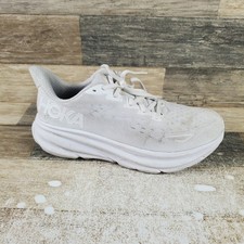 Hoka One One Clifton 9 Womens Shoes Sz 8.5 D Running Athletic White Sneakers