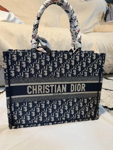 Christian Dior livre oblique fourre tout moyen toile marine