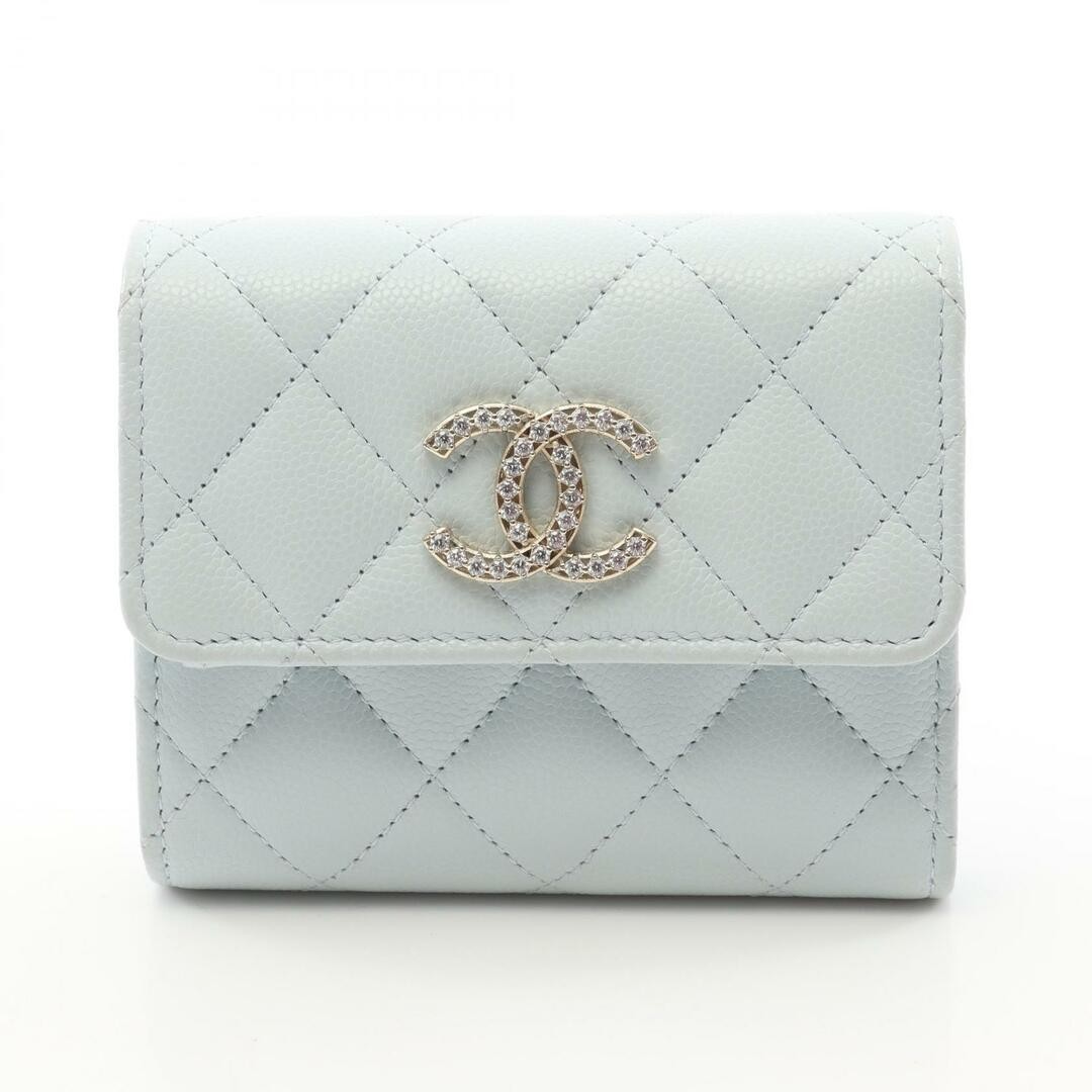 Chanel Matelasse Small Trifold Wallet in Blue Caviar Leather for Women AP45