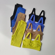 2 Pc Nylon Yoga Set Women Sports Bra High Waist Leggings Quick Dry Running Set