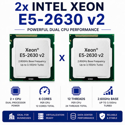 2x Intel Xeon E5-2630 v2 6 Core CPU 2,60 GHz 15 MB SmartCache, Sockel 2011