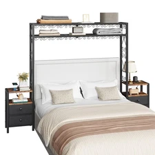 Headboard for Queen Size Bed with 2 Nightstands, Full Size Headboard with USB...