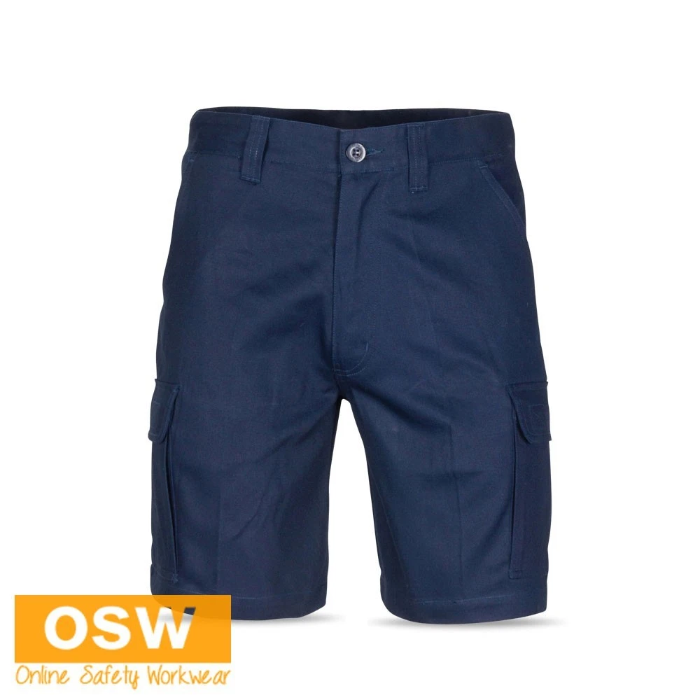 Men's Middle Weight Cotton Double Slant Cargo Shorts with Shorter Leg Length