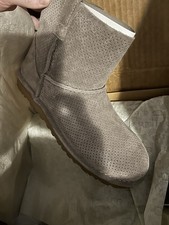 UGG Classic Unlined Mini Perf Beige Suede Perforated Ankle Boots Women's Size 7