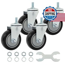 Finnhomy 4in Threaded Stem Casters Set of 4 Heavy Duty Poly 2200lb Black