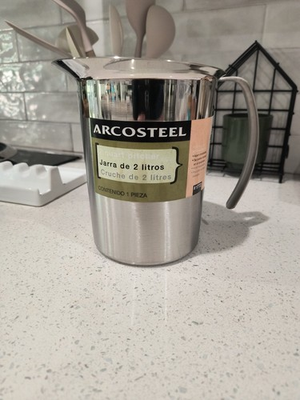 #ad New Arcosteel 2 Liter Stainless Steel Pitcher Measuring Jug Cup Washer Safe VTG $20.05