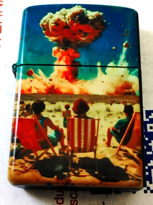 Retro Nuclear Explosion Atomic Bomb Nuke Beach Windproof Flip Top Lighter
