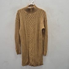 Holland Cooper Windsor Dark Camel Cable Knit Jumper Midi Sweater Dress Small