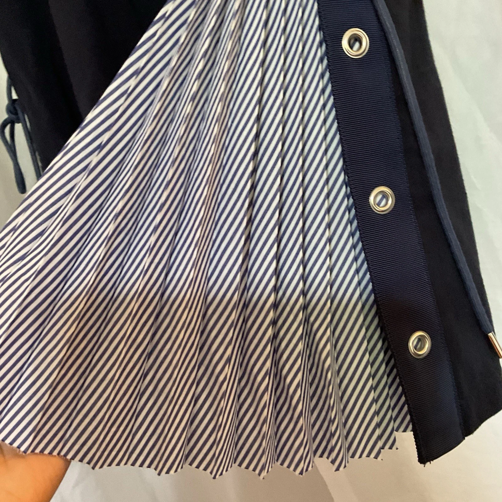 Abito camicia Sacai righe stringate pieghe taglia 2 cotone blu navy made in Japan