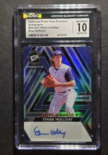 2024 LEAF PRESS PASS PREMIUM ETHAN HOLLIDAY AUTO BLUE REFLECTOR 19/25 CGC 10 GEM