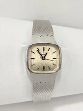 RARE One Piece Vtg OLMA Swiss Ladies Silver Wristwatch, WORKS PARTS REPAIR ONLY