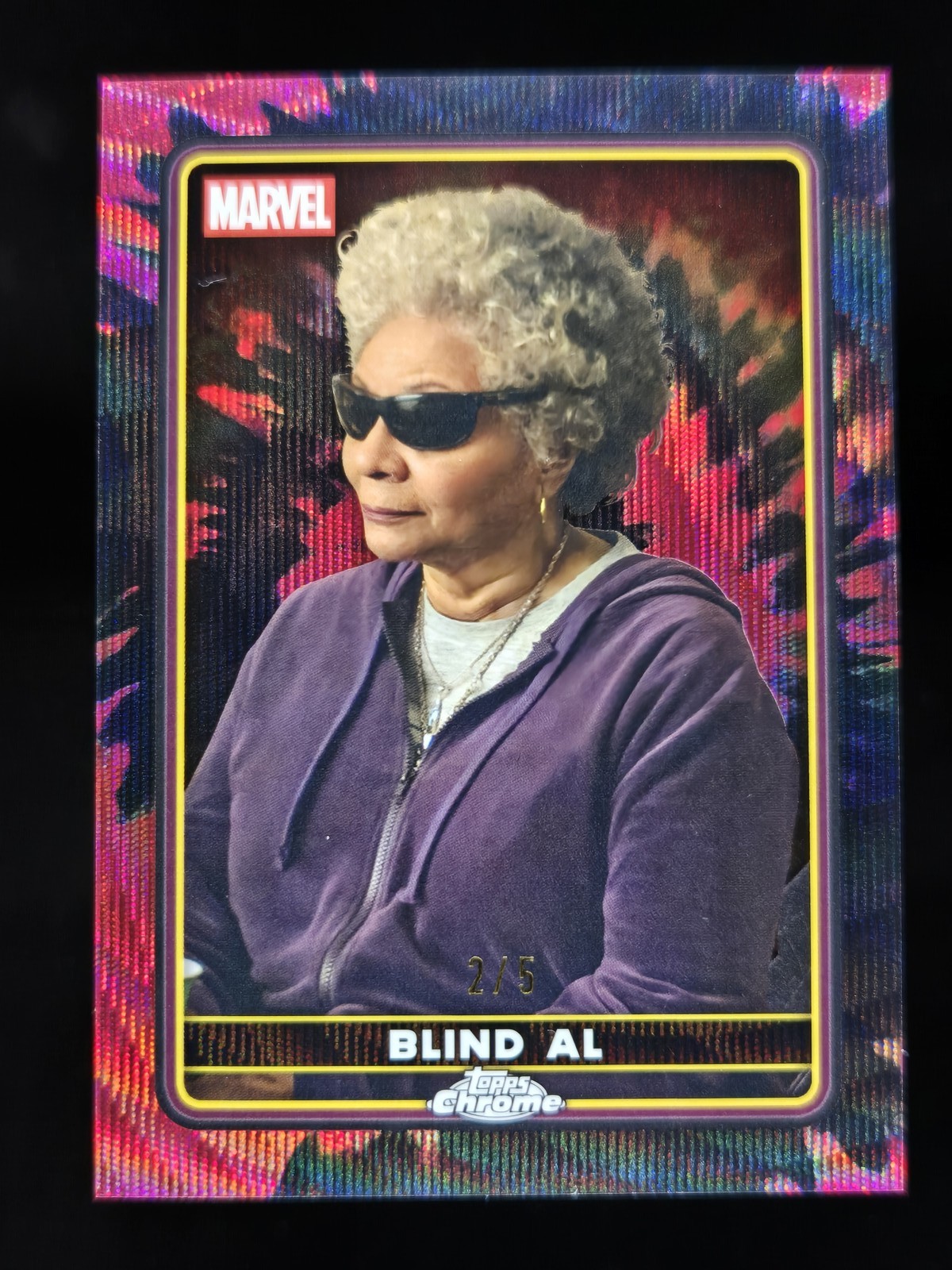 2025 Topps Chrome Marvel Deadpool /5 Blind Al #32 Red Black Wave Refractor