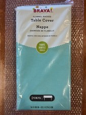 Brava Flannel Backed Peva Table Cover Rectangle 54x108 In. Aqua/Teal NIP