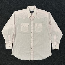 Vintage Panhandle Slim Western Pearl Snap Shirt Mens 17.5 35 XL Pink USA Made