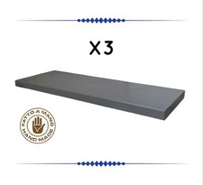 SET 3 MENSOLE DA PARETE IN LEGNO REALIZZATE A MANO COLORE GRIGIO 40x14,5cm.