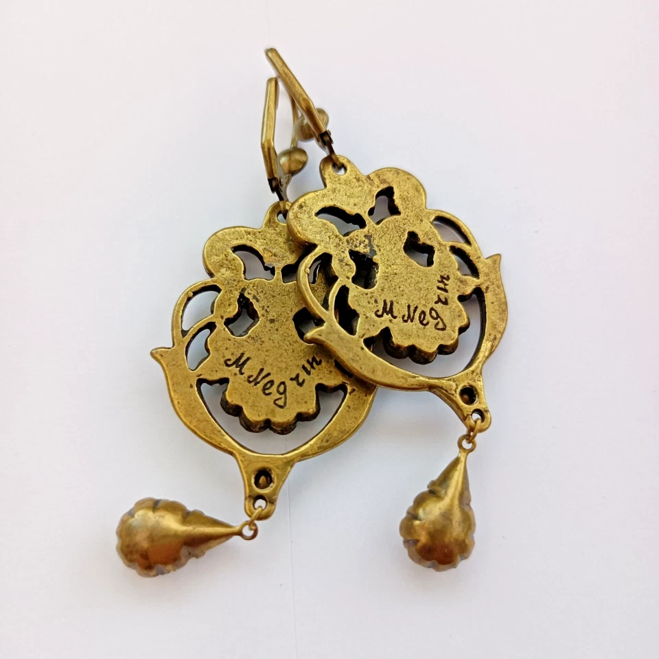 Pendientes Michal Negrin Grandes Cristal Aurora Barroco Renacimiento Victoriano Declaración Foto 3 de 4