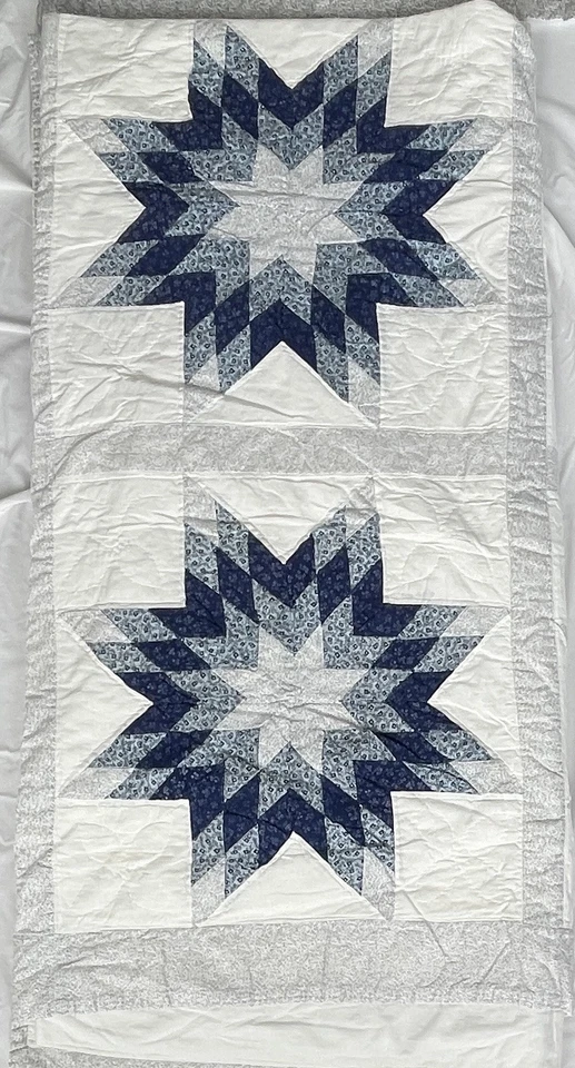 Conjunto de Colcha Queen Lone Star Over Size 4 Std Shams Algodão Azul Branco 98x98 - Imagem 4 de 4