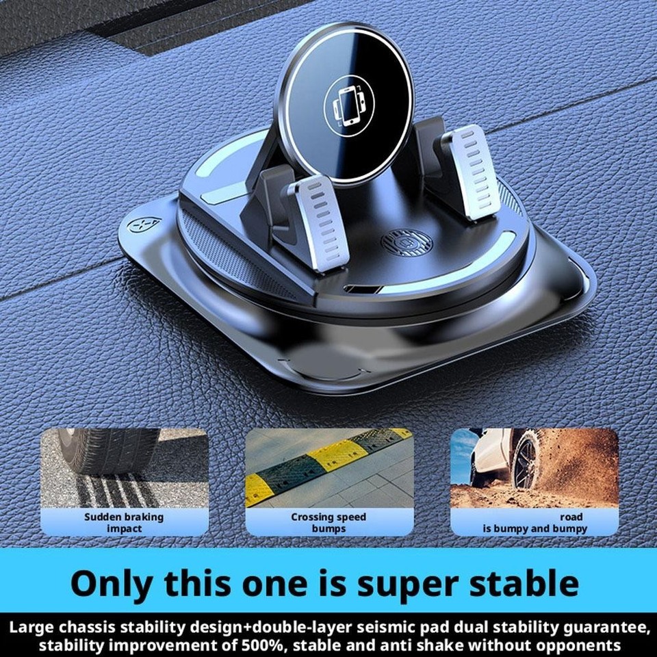 Supporto Telefono Per Auto | Adesivo Per Cruscotto, Regolabile Per Schermi Fino A 6.8", Antivibrazione | Nero