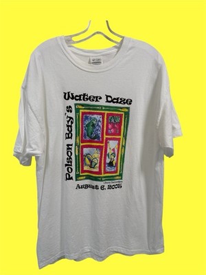 Vtg Y2K Polson Bay Water Daze Flathead Lake Montana Graphic Tee T-Shirt L Large