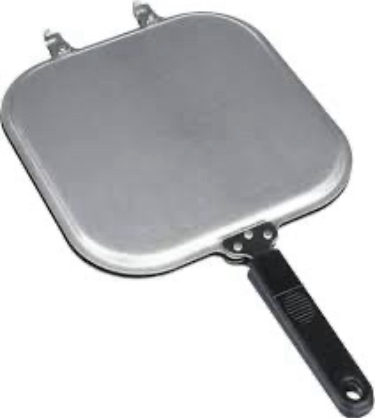 2-Piece Hinged Aluminum Griddle 4 Mould Nonstick Versatile Pancake Maker Pan 10”