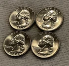 FOUR UNCIRCULATED 1964 WASHINGTON SILVER QUARTERS (3) Denver, (1) Philadelphia