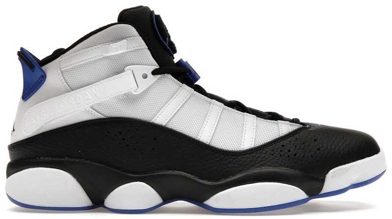 white and blue six rings