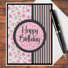 Pink Floral Adult Handmade Card Kit: Blank Birthday Cards, Set of 6 w/ Envelopes