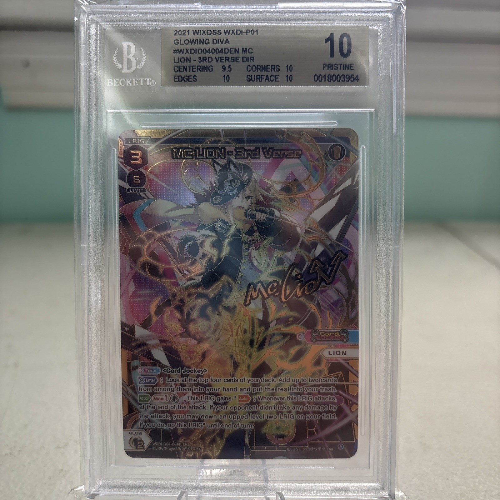 1/1 2021 Wixoss Glowing Diva MC Lion 3rd Verse Signed  Pristine 10 By BGS. 1/1