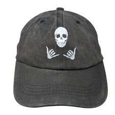 Skull Hand Gesture Slideback Baseball Cap Black One Size Adjustable 6 Panel