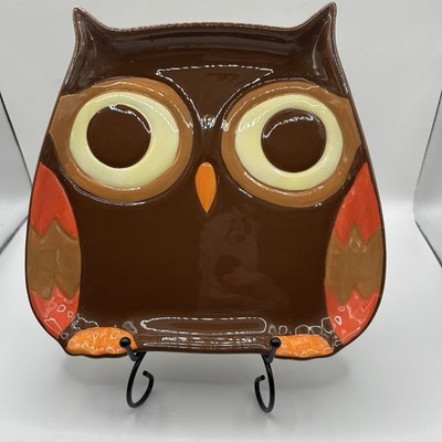 Collectable Ceramic Serving Dish By Mesa Home Featuring 1970 s Style Owl 8 x 8 