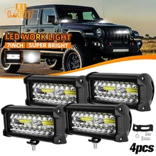 4PCS 7 inch LED Work Light Car Pods Spot Flood Combo Offroad Driving Fog Lamp
