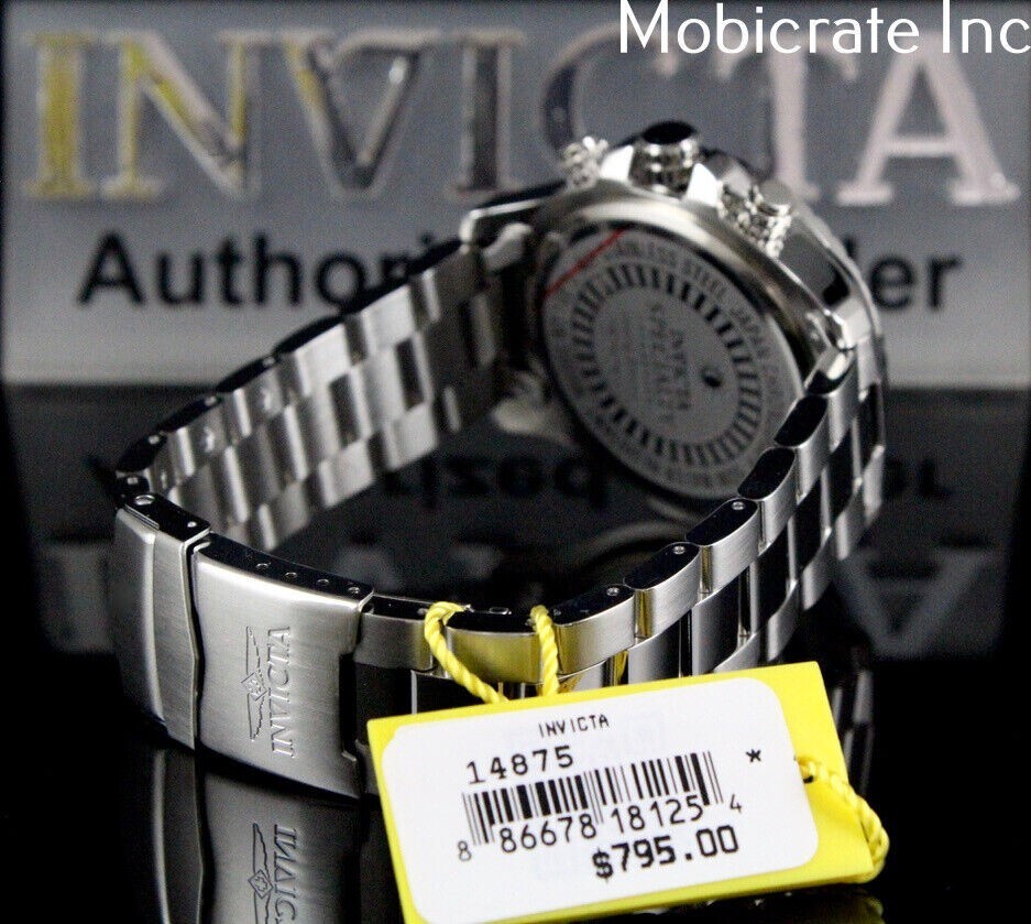 NEW Invicta 14875 Men 45mm Pilot Tachymeter Chrono Black Dial SS