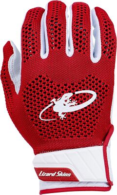 New Lizard Skins Pro Knit Adult Batting Gloves Large Red/White