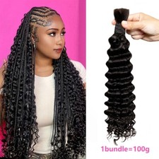 12A Deep Wave Bulk Human Hair for Braiding Human Braiding Hair Extensions 100g