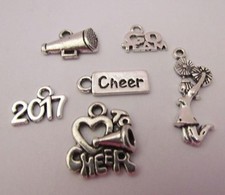Cheerleader cheer megaphone GO TEAM Love cheer heart We're 1 2017 charm sets