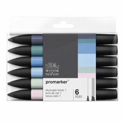 Winsor Newton PROMARKER Twin Tip Marker Pens SKYSCAPE TONES #1 Set of 6