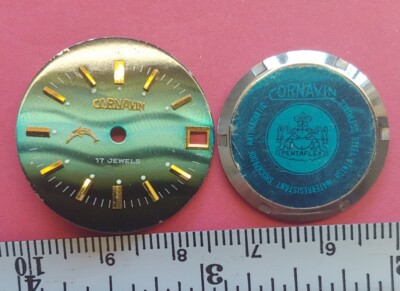 Vintage Cornavin Round, Turquoise Dial and Caseback.  27mm Dial, 22.5mm Caseback