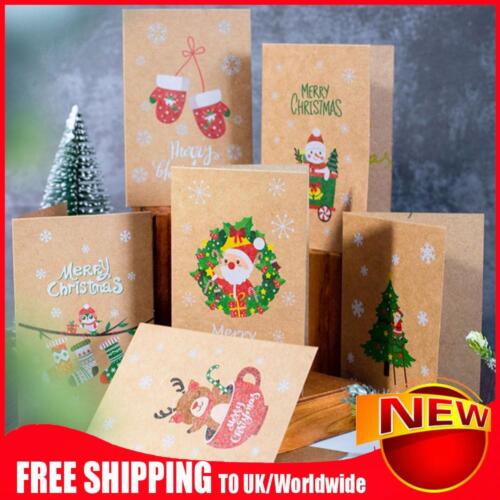 6Pcs New Year Kraft Paper Blessing Card Christmas Greeting Card Party Gift Card - Picture 1 of 18