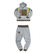 Men's Grey/Black Hooded Sweatshirt and Joggers Set Casual Tracksuit