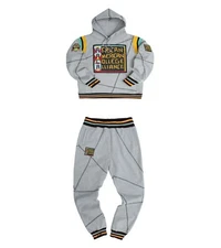 Men's Grey/Black Hooded Sweatshirt and Joggers Set Casual Tracksuit