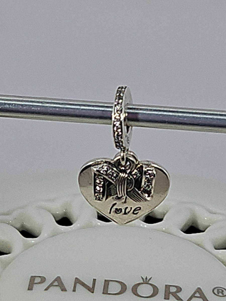 Authentic Pandora Sterling Silver BOW LOVE HEART Charm