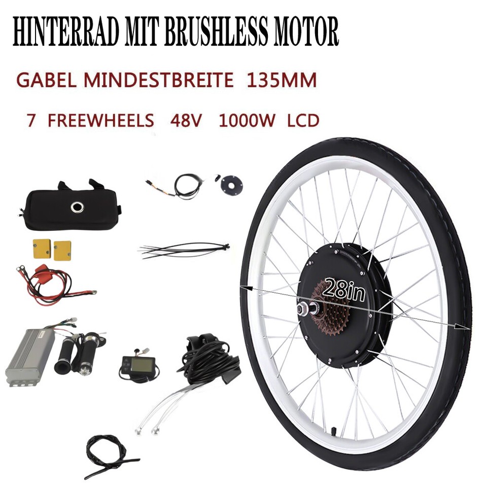 28" 48V 1000W EBike Electric Bicycle Motor Conversion Kit w/LCD For